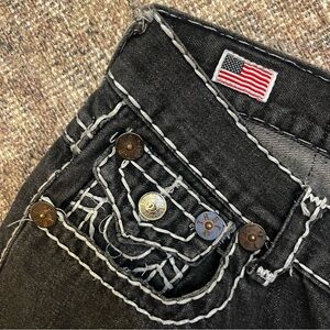 True Religion Billy Big T 34x30 Mens Dark Wash Y2K Streetwear Thick Stitch